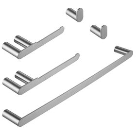 5-Piece Bath Hardware Set with Towel Bar Towel Hook Toilet Paper Holder (Color: Brushed Nickel)