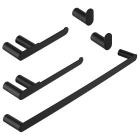 5-Piece Bath Hardware Set with Towel Bar Towel Hook Toilet Paper Holder (Color: Matte Black)