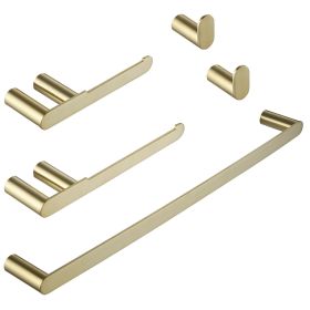 5-Piece Bath Hardware Set with Towel Bar Towel Hook Toilet Paper Holder (Color: Brushed Gold)