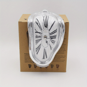 1pc, Surreal Melted Twisted Roman Numeral Wall Clocks Surrealism Style Clock Home Accessory Distorted Wall Watch Decor (Color: Silvery)