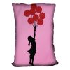 Banksy Flying Balloon Girl Pink Cushion