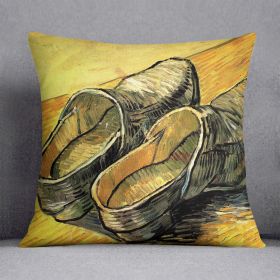 A Pair of Leather Clogs by Van Gogh Cushion (Insert: With Insert, size: 14" X 14")