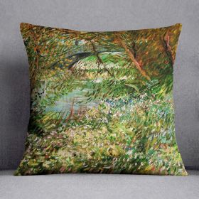 Banks of the Seine with Pont de Clichy in the Spring by Van Gogh Cushion (Insert: With Insert, size: 20" X 20")