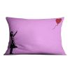 Banksy Balloon Heart Girl Purple Cushion