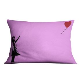 Banksy Balloon Heart Girl Purple Cushion (Insert: Without Insert, size: 16" X 16")