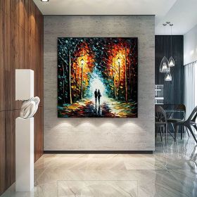 Hand Painted Oil Painting Original Romantic Cityscape Oil Painting On Canvas Large Wall Art Abstract Colorful Forest Painting Custom Tree Painting Be (Style: 01, size: 120x120cm)